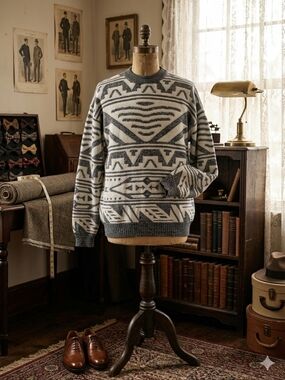 RARE VINTAGE 90s Porto Bello Geometric Knit Sweater